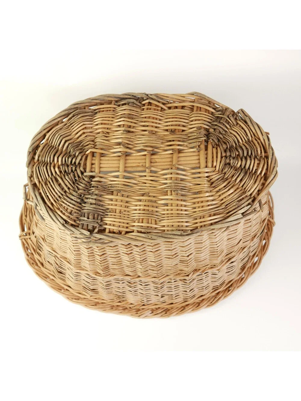 Vintage LARGE Woven Willow Wicker Laundry Basket Oval Storage Hamper Boho 23